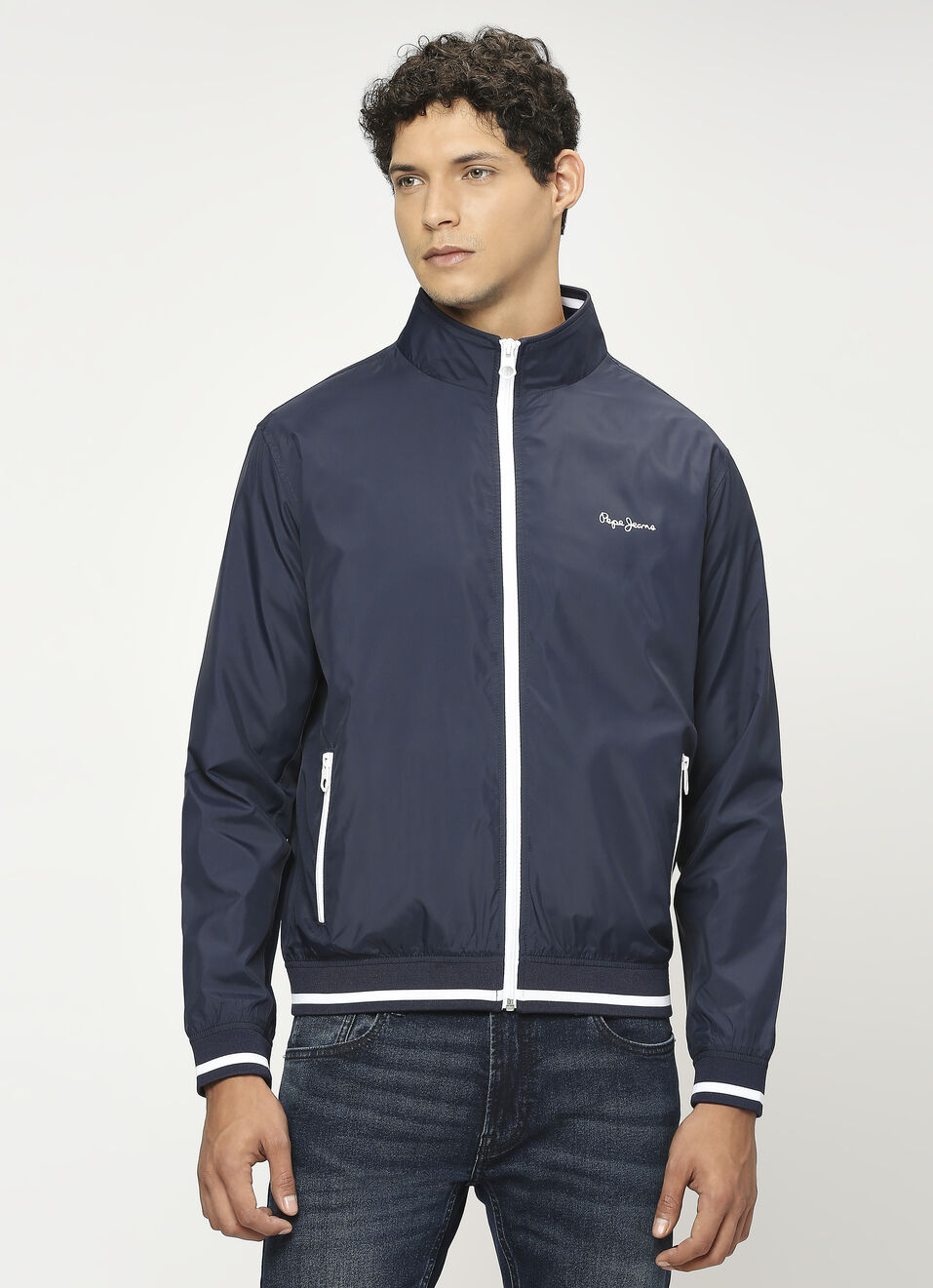 NAVY LIGHTWEIGHT FULL SLEEVE JACKET, , large image number 1