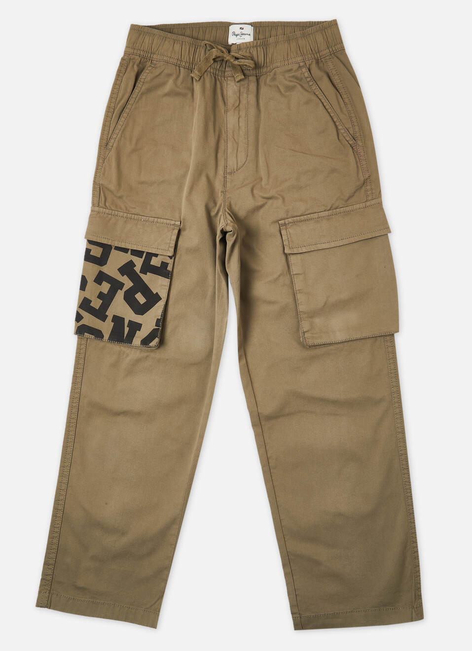 Boys Olive Elasticated Cargos, , large image number 0