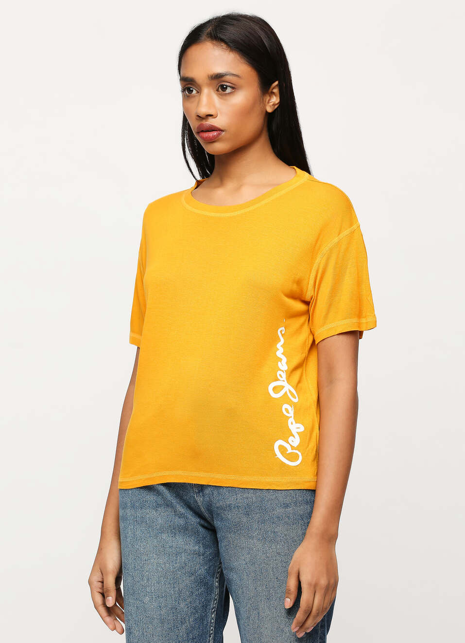 Yellow Vertical Logo Print T-shirt, , large image number 3