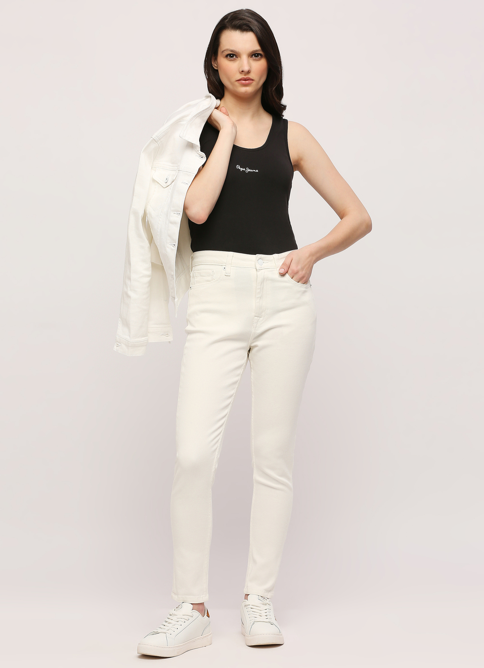 Dion White High Rise Skinny Fit Jeans, , large image number 0