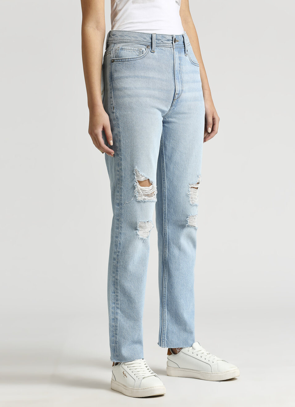 Mary Light Blue High Waist Straight Fit Jeans, , large image number 3