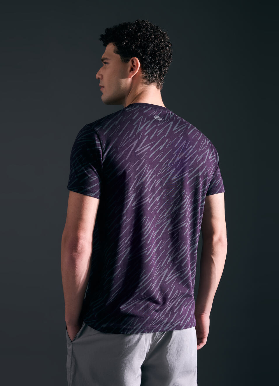 Men Purple All Over Print Short Sleeve T-shirt, , large image number 2