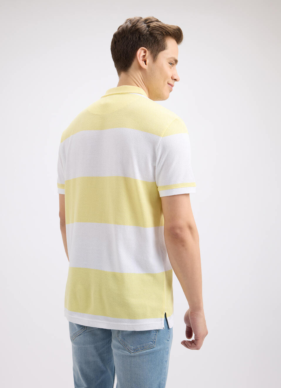 Men Yellow Stripe Short Sleeve Polo, , large image number 2