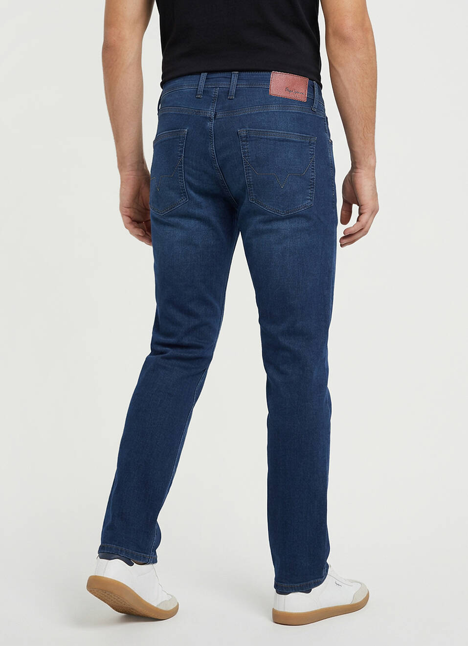 Men Blue Straight Fit Mid Rise Stretchable Jeans, , large image number 3