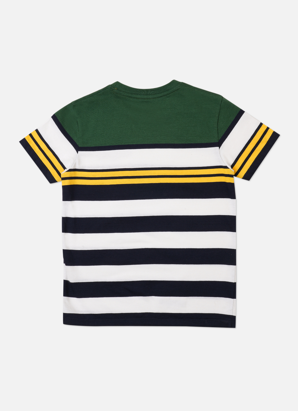 Boys Green Striped Short Sleeve T-shirt, , large image number 1