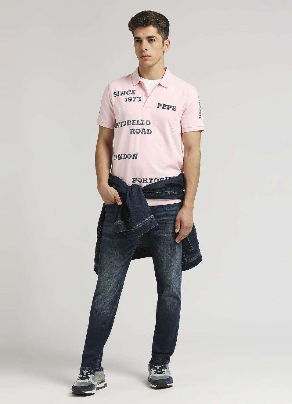 Pink Typographic Print Short Sleeve Polo, , large image number 5