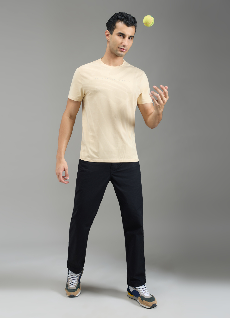 Men Beige Abstract Print Slim Fit T-shirt, , large image number 6