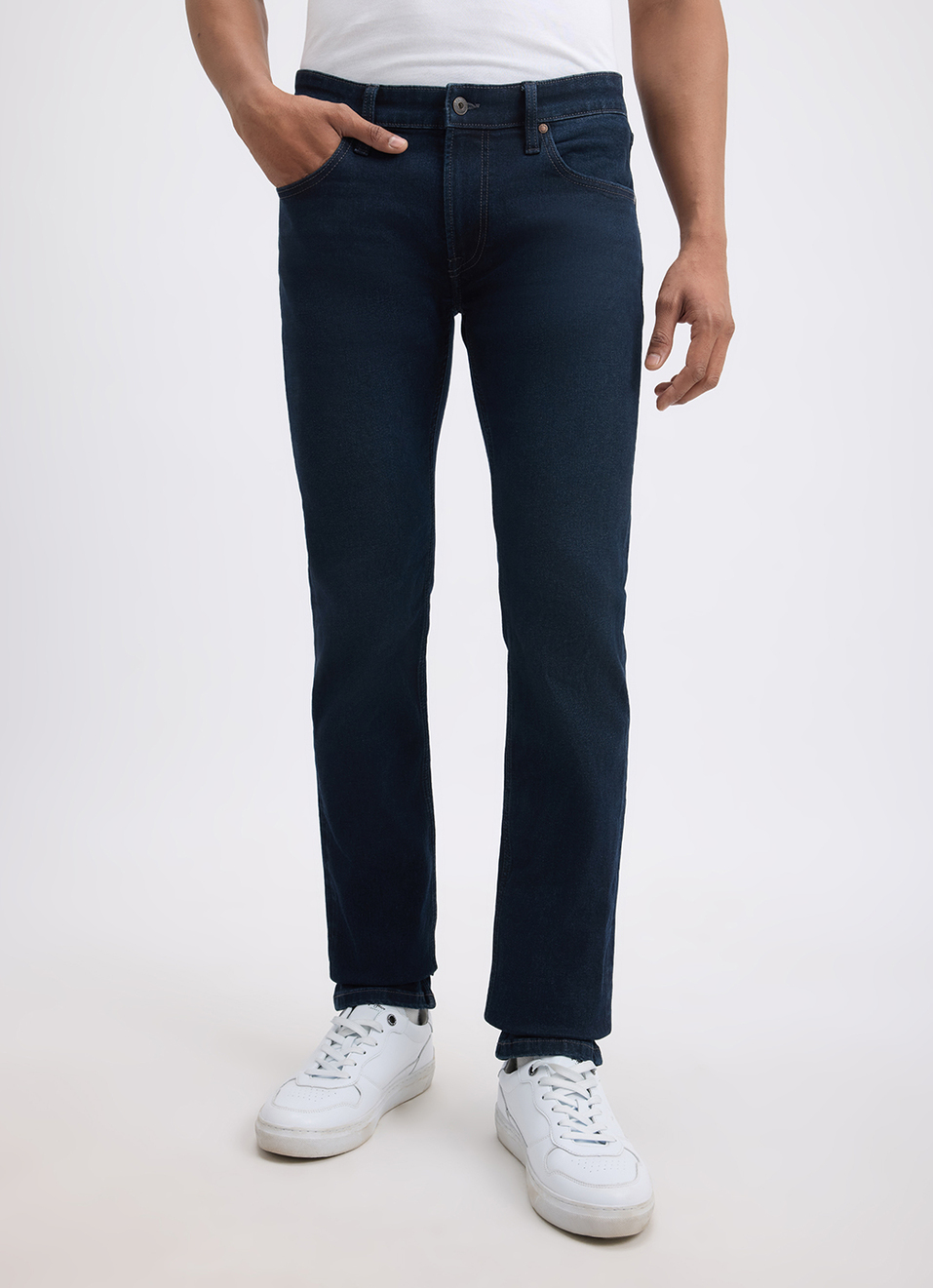 Men Blue Slim Fit Mid Rise Jeans , , large image number 6