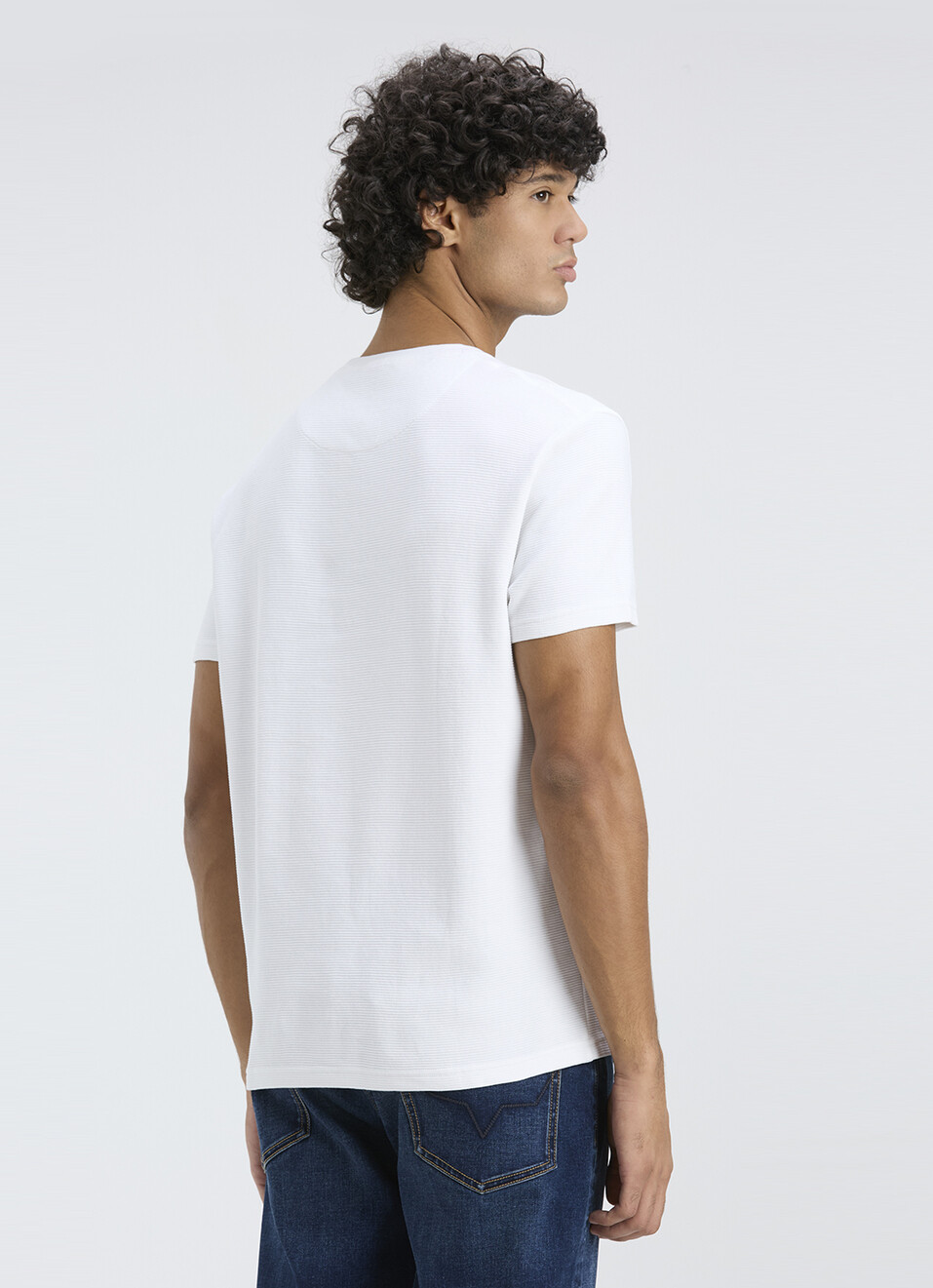 Men White Ottoman Stripe Short Sleeve T-shirt, , large image number 2