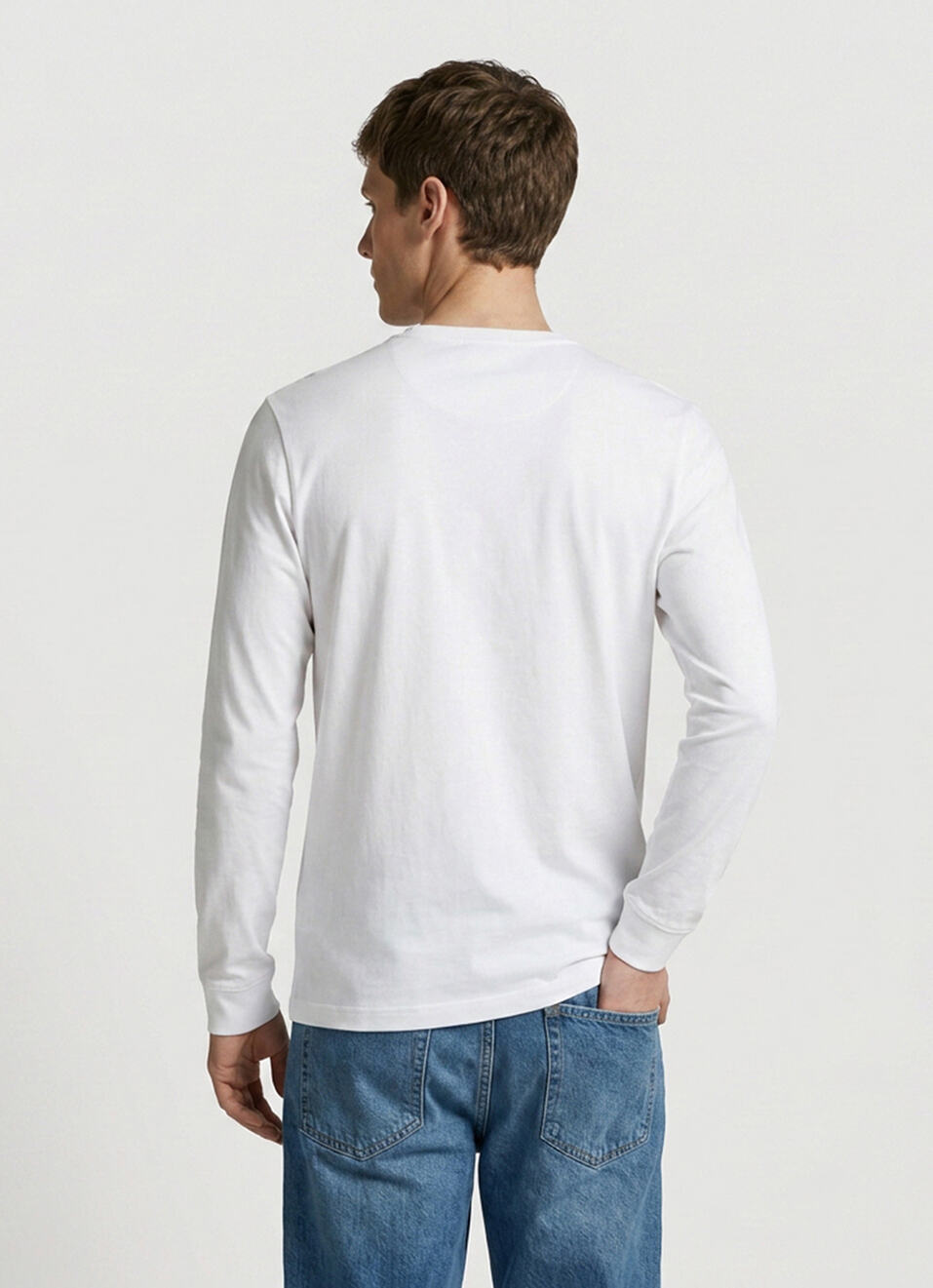 Men White Printed Slim Fit Long Sleeve T-shirt, , large image number 2
