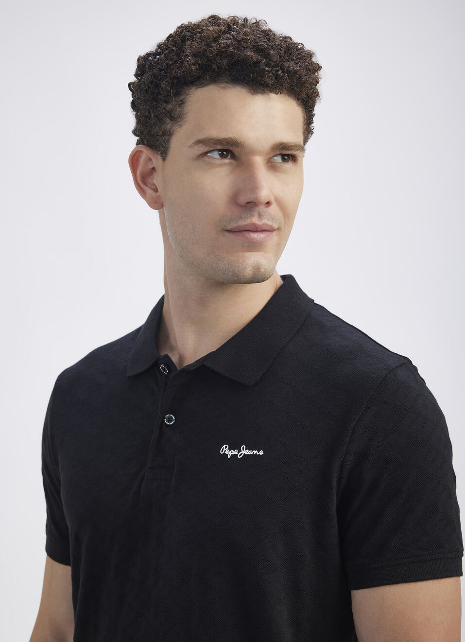 Men Black Ribbed Collar Short Sleeve Polo, , large image number 4