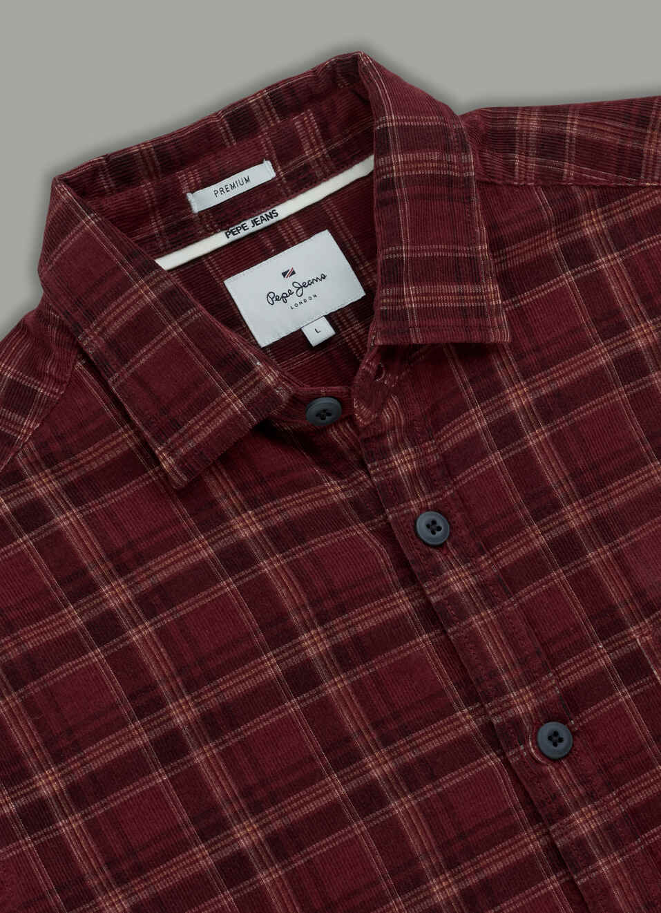 Men Wine Checked Corduroy Long Sleeve Shirt, , large image number 6