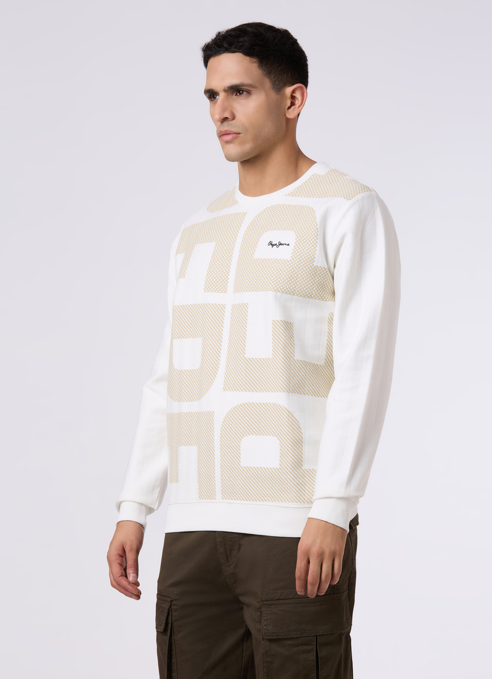 Men White Logo Print Regular Fit Sweatshirt, , large image number 3