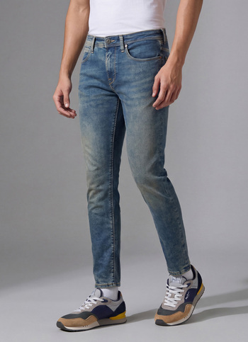 Men Blue Mid Rise Skinny Fit Powerflex Jeans