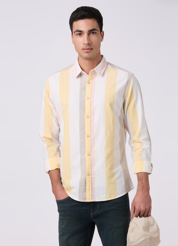 Men White Striped Shirt