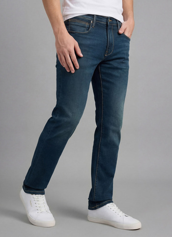 Men Blue Mid Rise Straight Structured Jeans