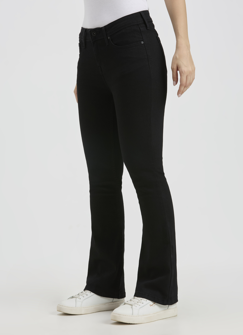 Women Black Flared Fit High Rise Jeans , , large image number 3