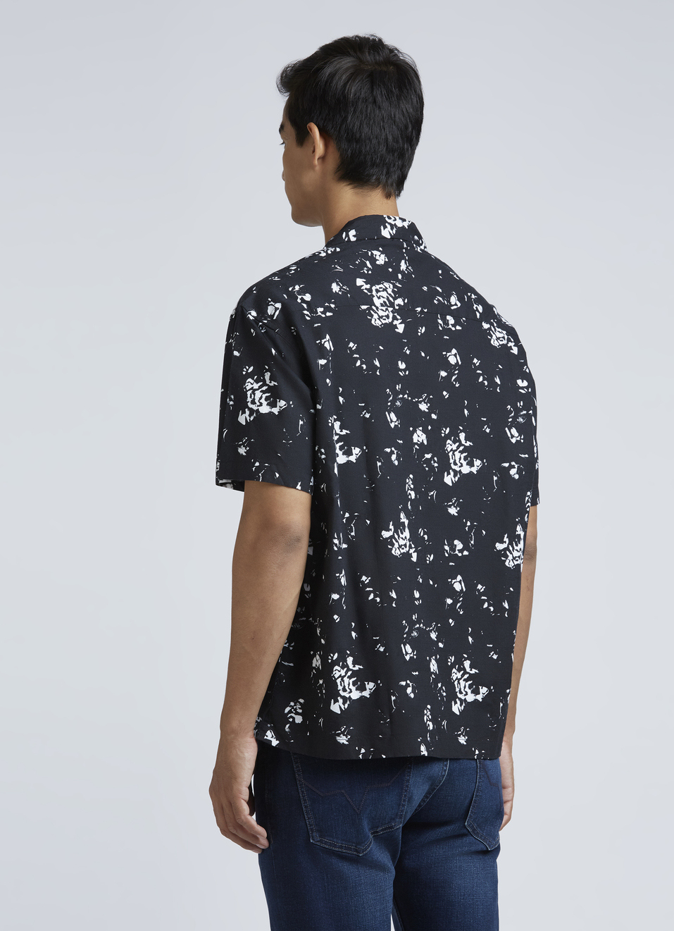 Black Abstract Print Short Sleeve Shirt, , large image number 2