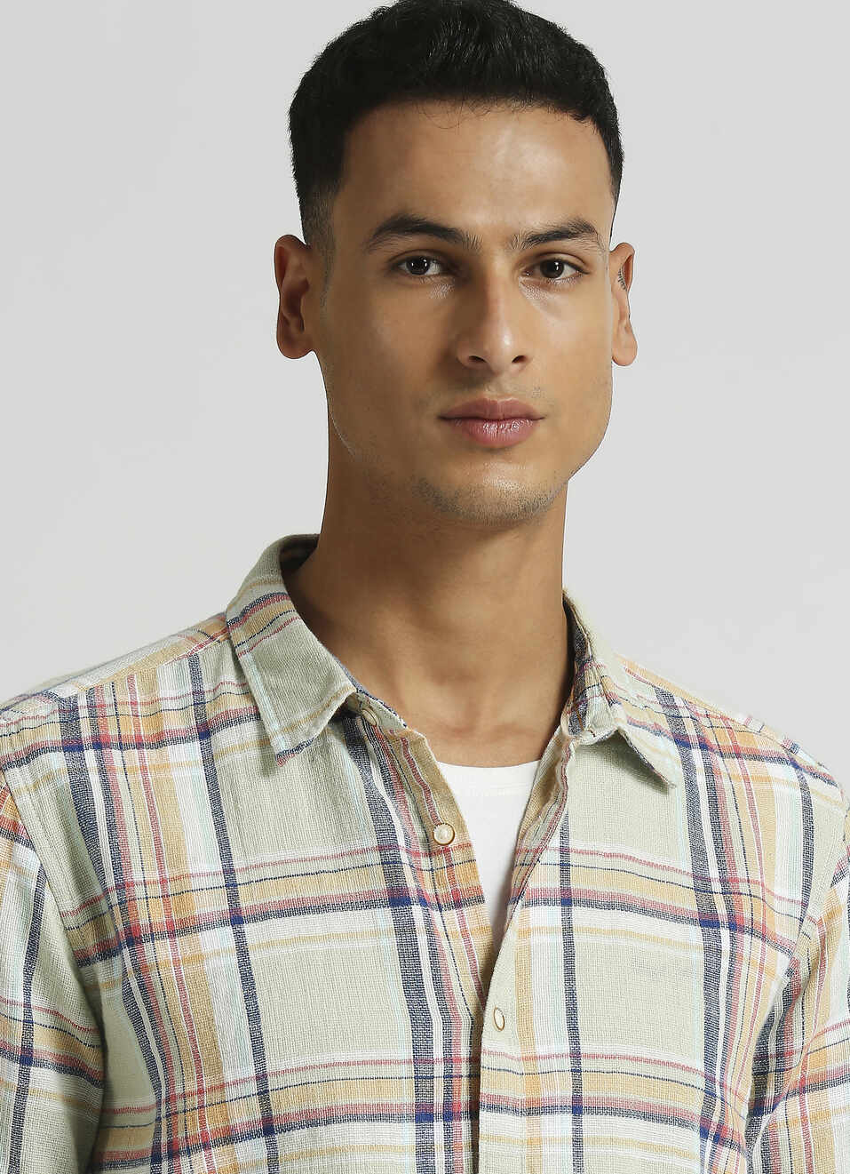 Lime Yarn Dyed Summer Checks Long Sleeve Shirt, , large image number 4