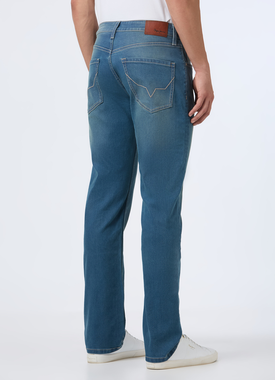 Men Blue Mid Rise Straight Fit Stretchable Jeans, , large image number 2