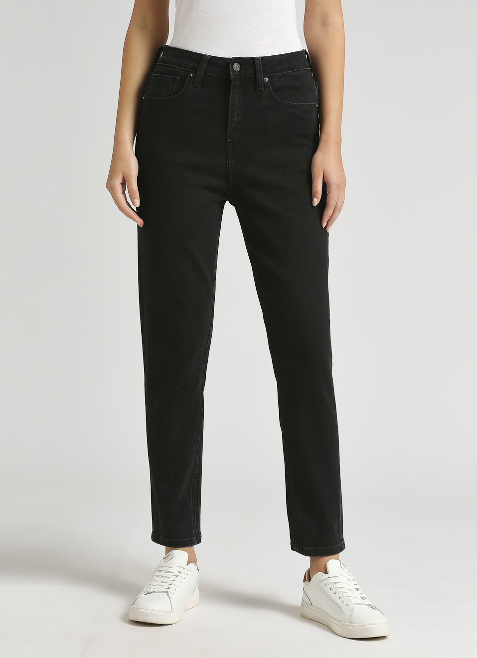 High Rise Tapered Leg Mom Jeans, , large image number 1
