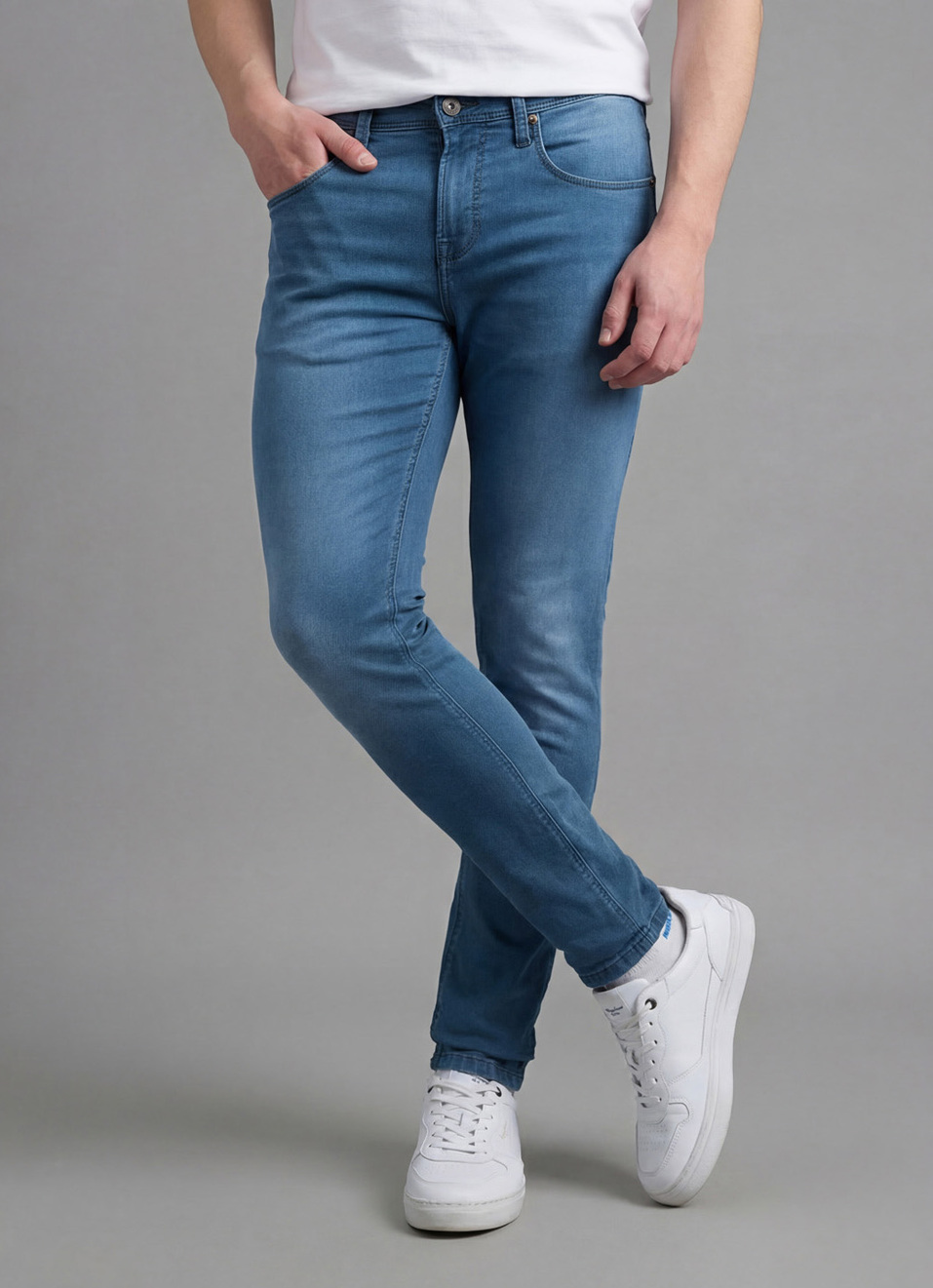 Men Green Skinny Fit Mid Rise Structured Jeans , , large image number 0