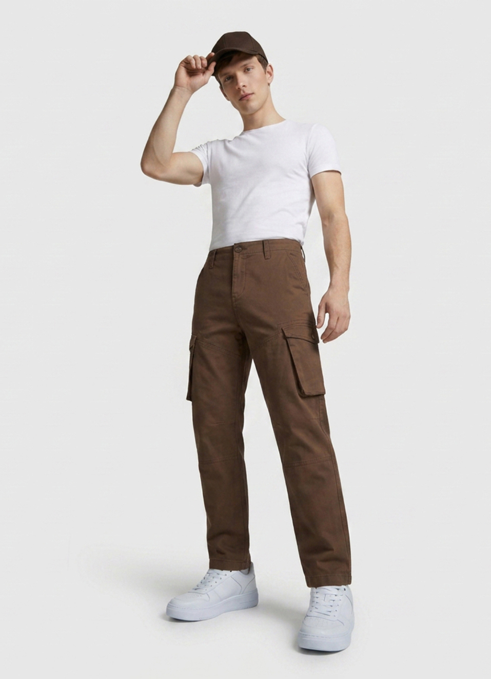 Men Brown Cargo Straight Fit Pants, , large image number 1