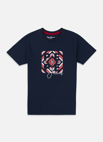 Boys Navy Graphic Print Short Sleeve T-shirt