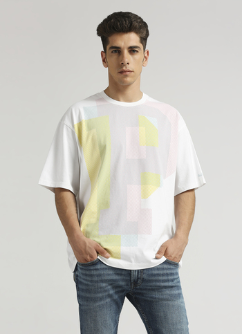 White Water Based Print Oversized Short Sleeve T-shirt 
