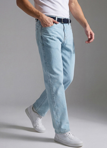 Men Blue Relaxed Barrel Fit Mid Rise Jeans 