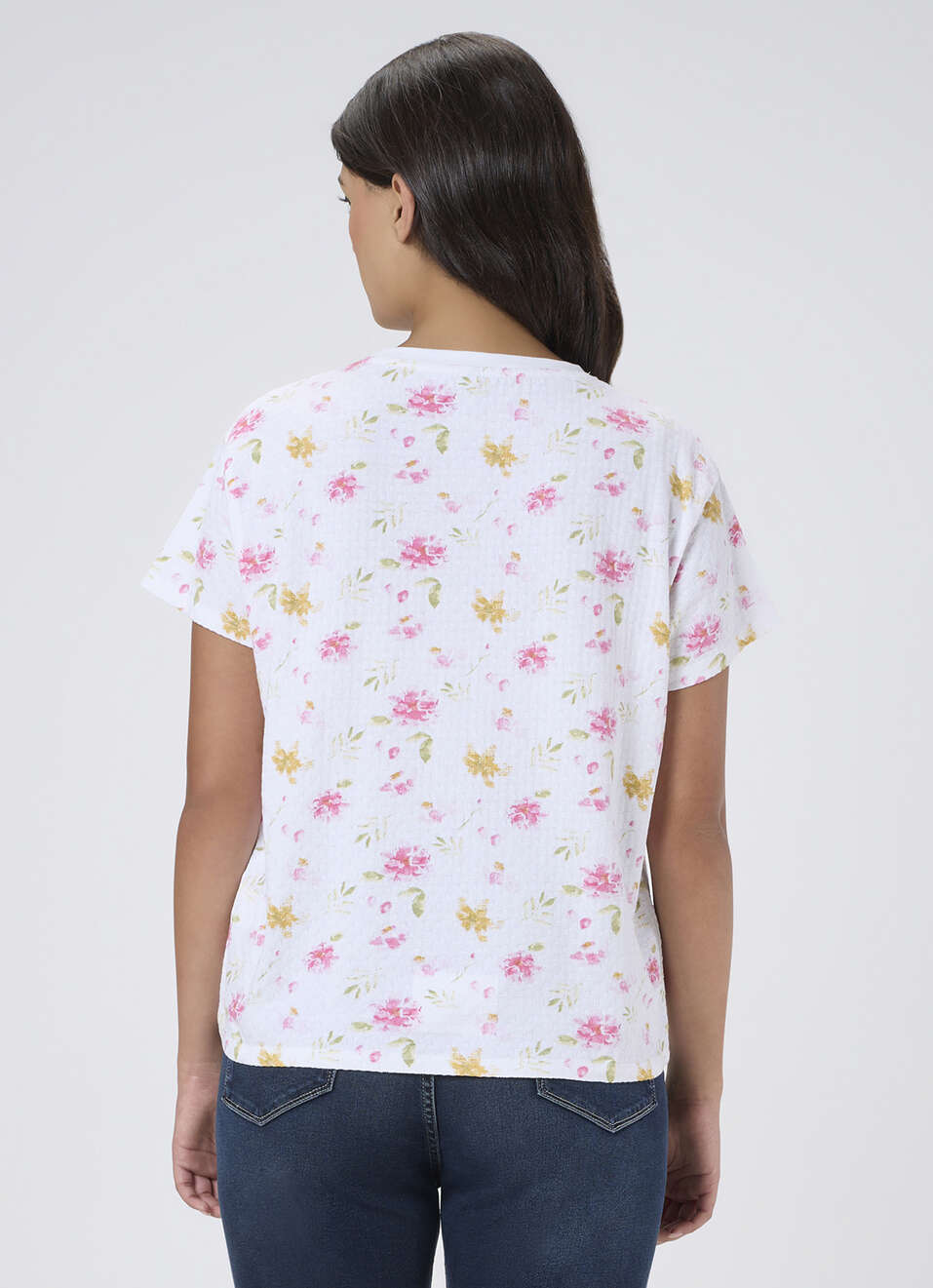 Women Pink Floral Print T-shirt, , large image number 2