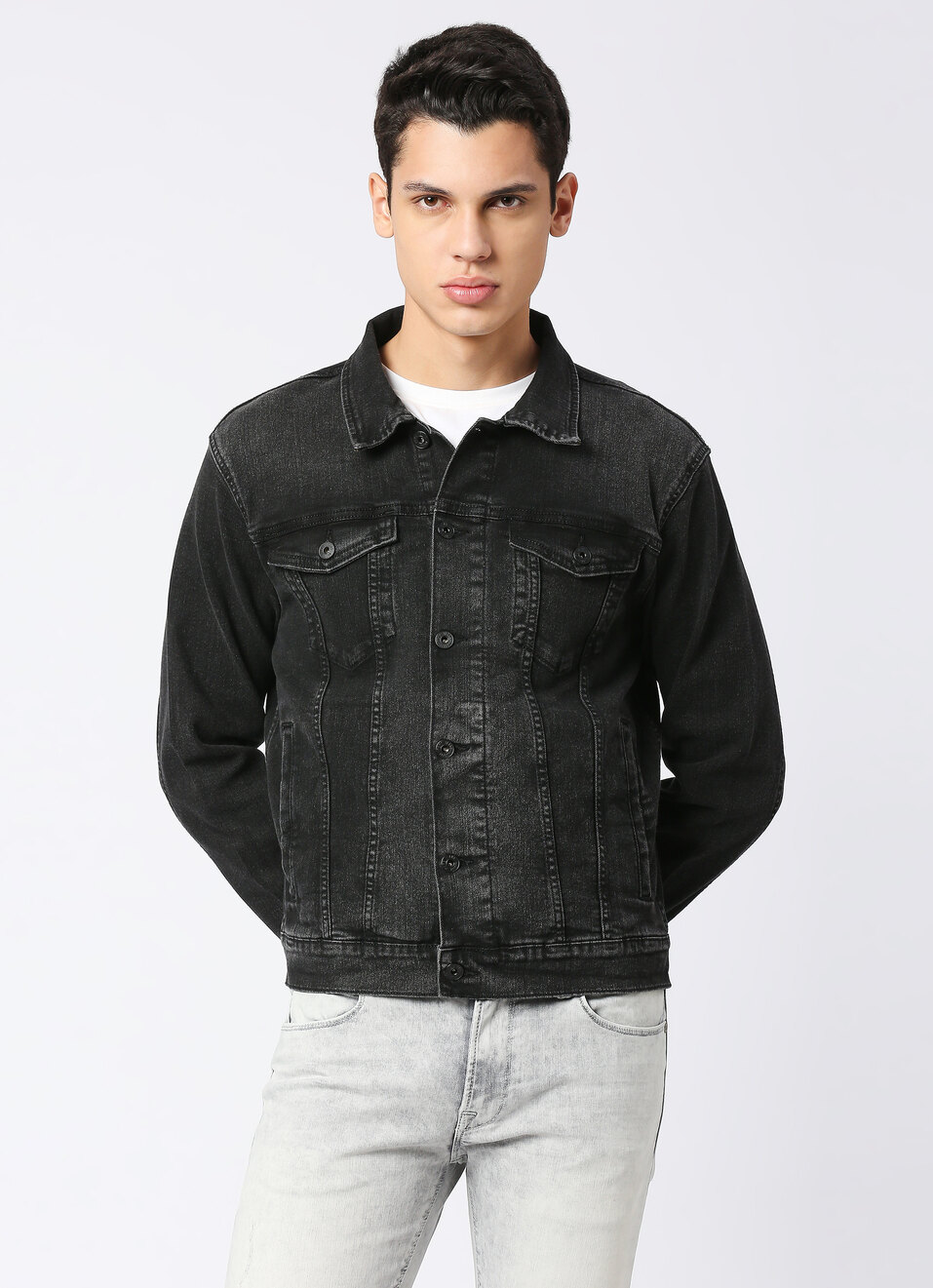 Jacket Regular Fit Front Pocket Trucker Jacket, , large image number 1