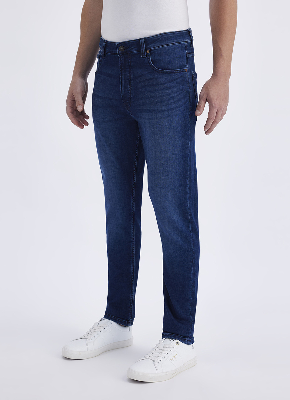 Men Blue Mid Rise Slim Gymindigo Jogger Like Jeans, , large image number 6
