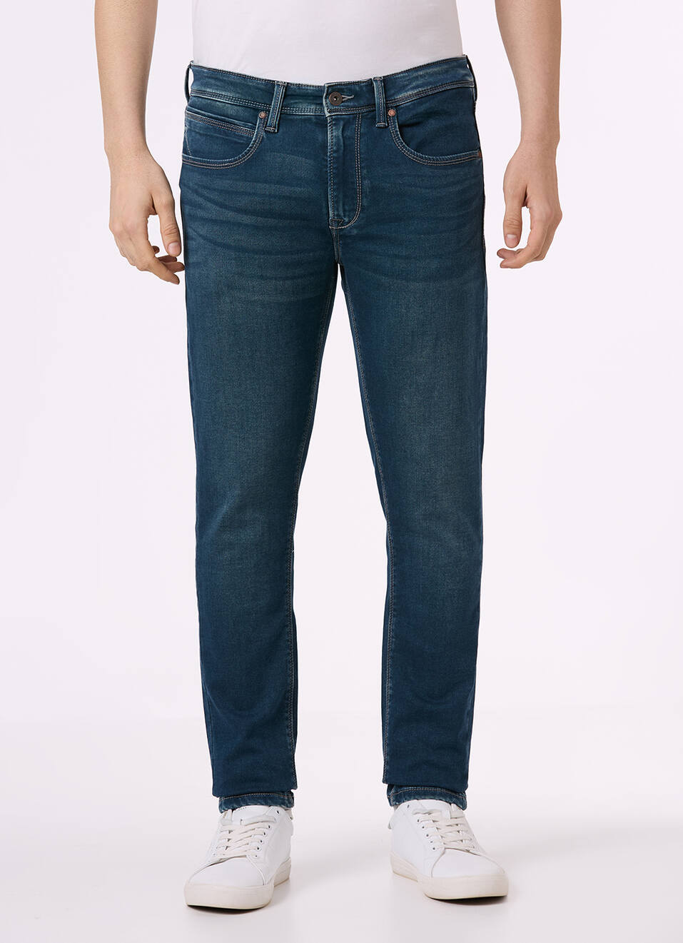 Men Green Mid Rise Slim Fit Gymindigo Jeans, , large image number 6