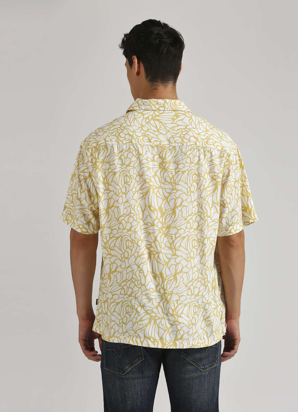 Yellow All Over Print Resort Collar Trendy Short Sleeve Shirt, , large image number 2