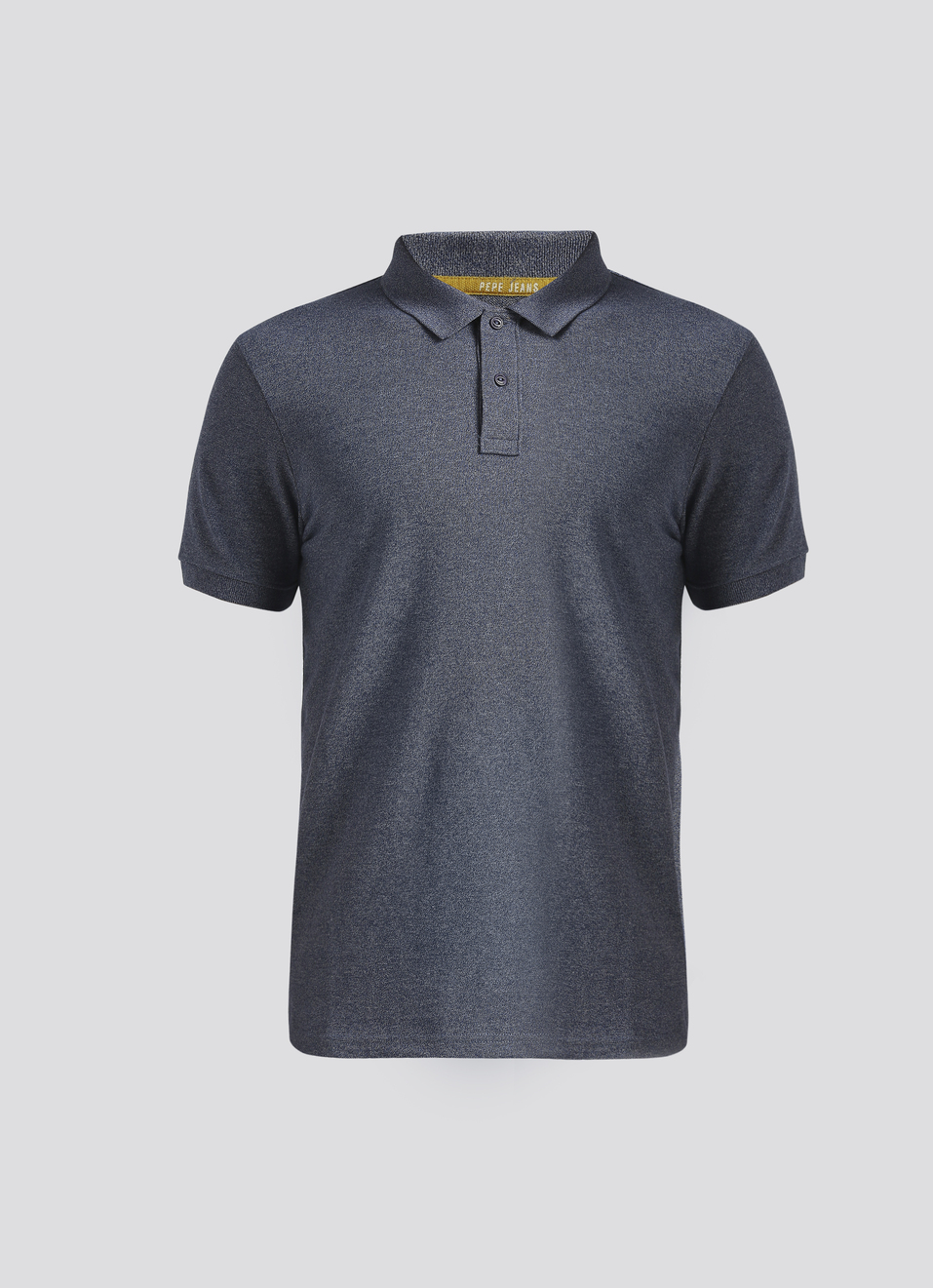 Blue Ribbed Collar Short Sleeve Polo, , large image number 6