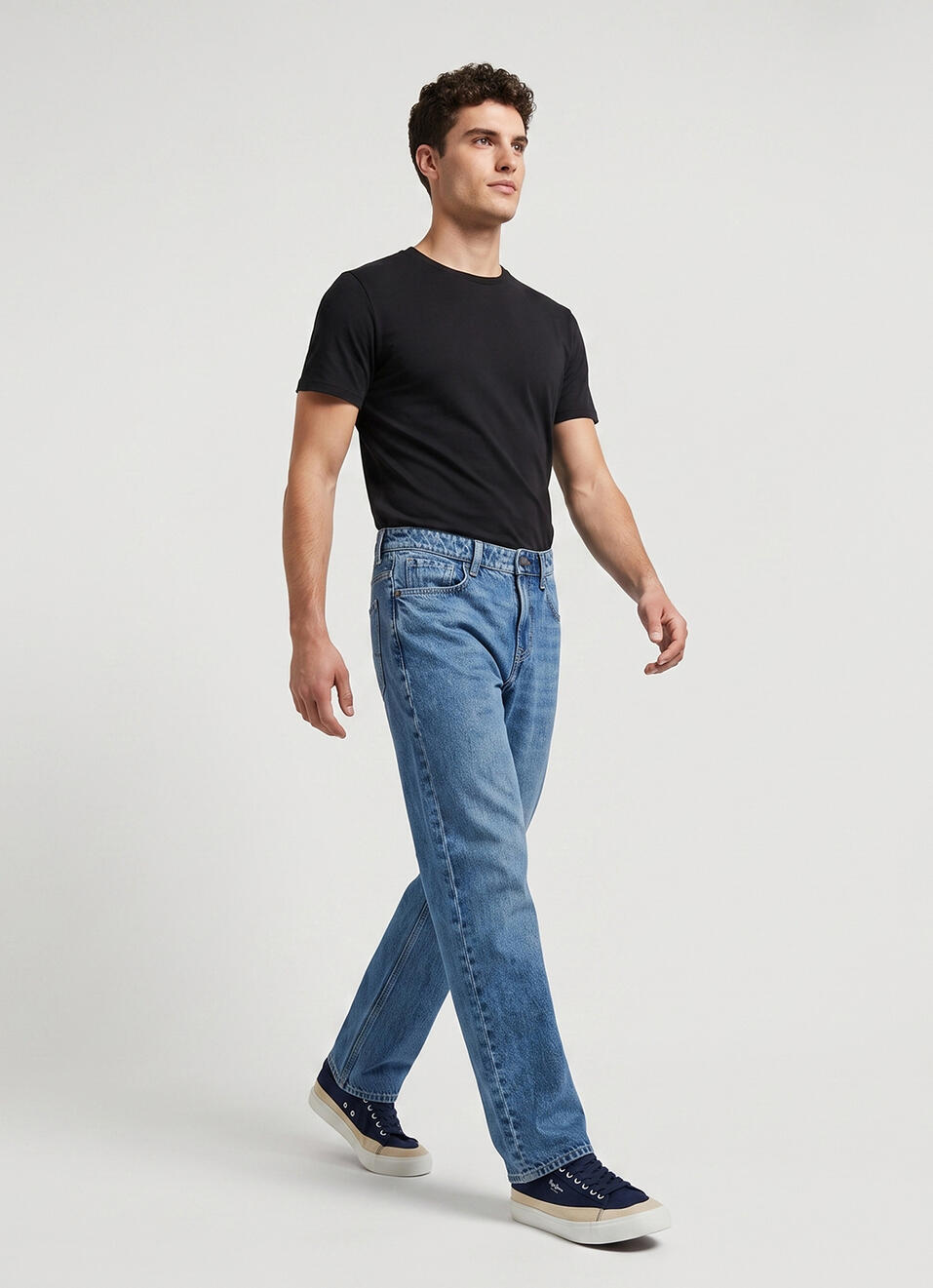 Men Blue Baggy Fit Mid Rise Jeans, , large image number 7