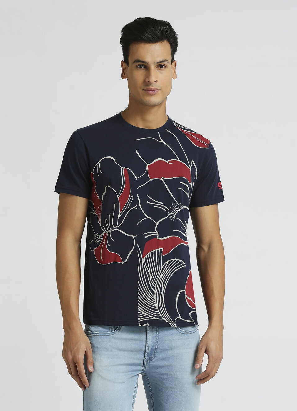 Navy Graphic Print Short Sleeve T-shirt, , large image number 0