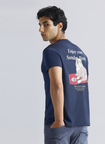 Blue  Graphic Print Short Sleeve T-shirt