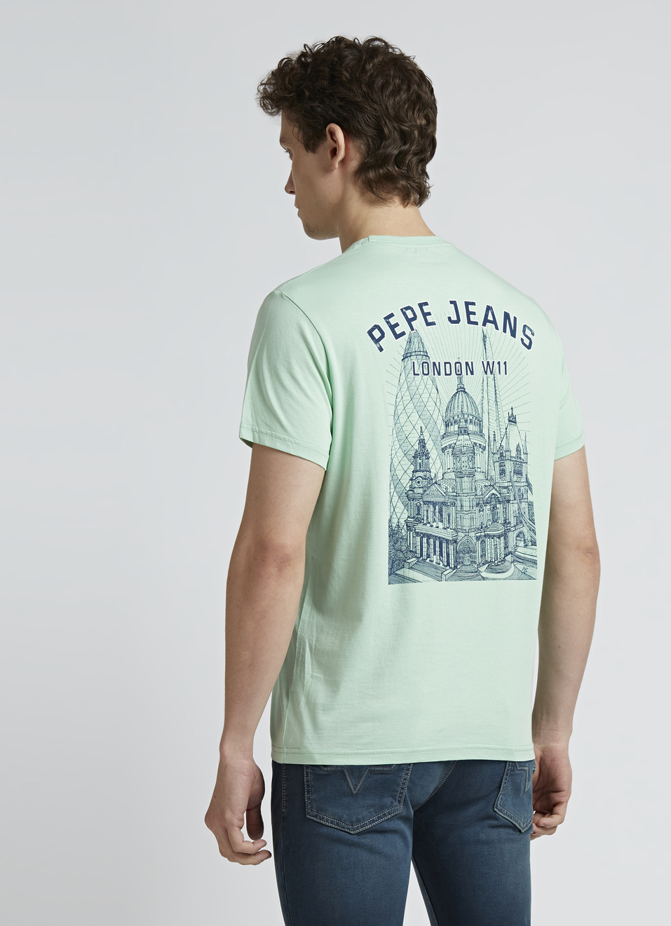 Light Green Back Print Short Sleeve T-shirt, , large image number 2