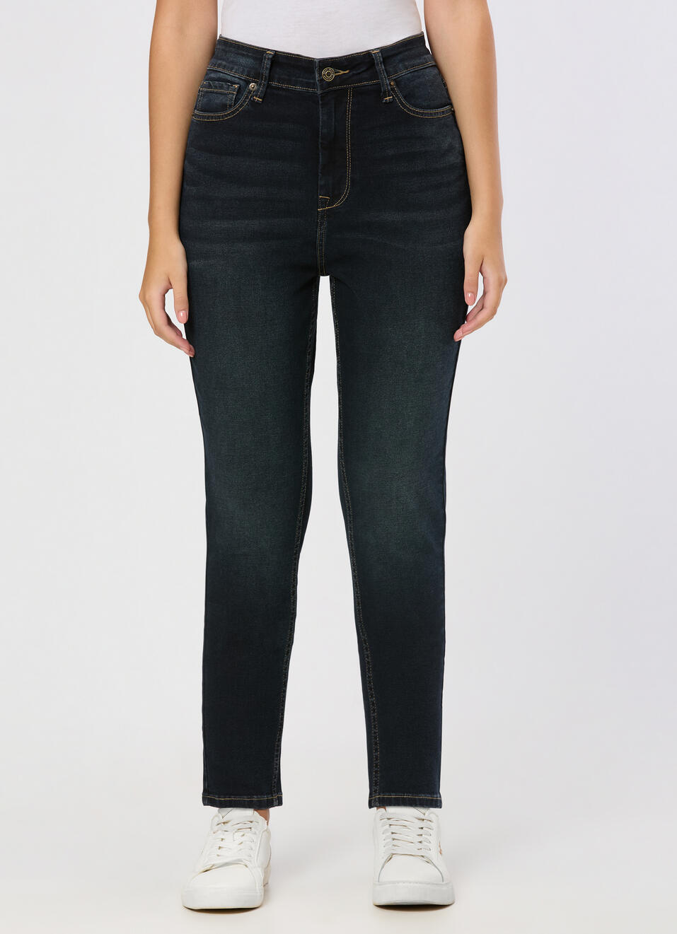 Women Dark Used Skinny Jeans, , large image number 1