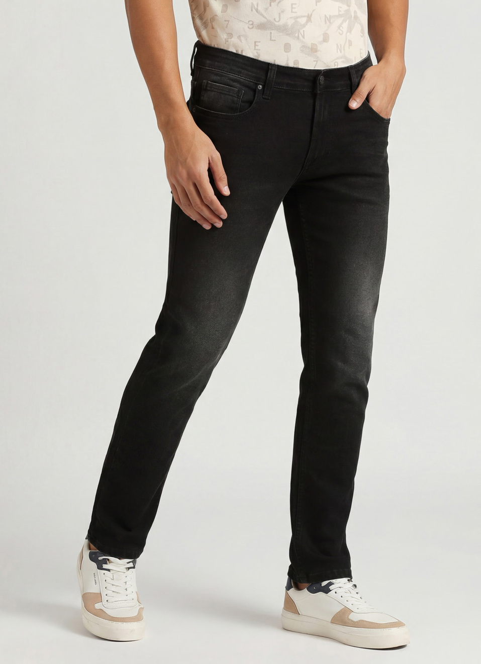 Vapour Low Rise Tapered Black Jeans, , large image number 0
