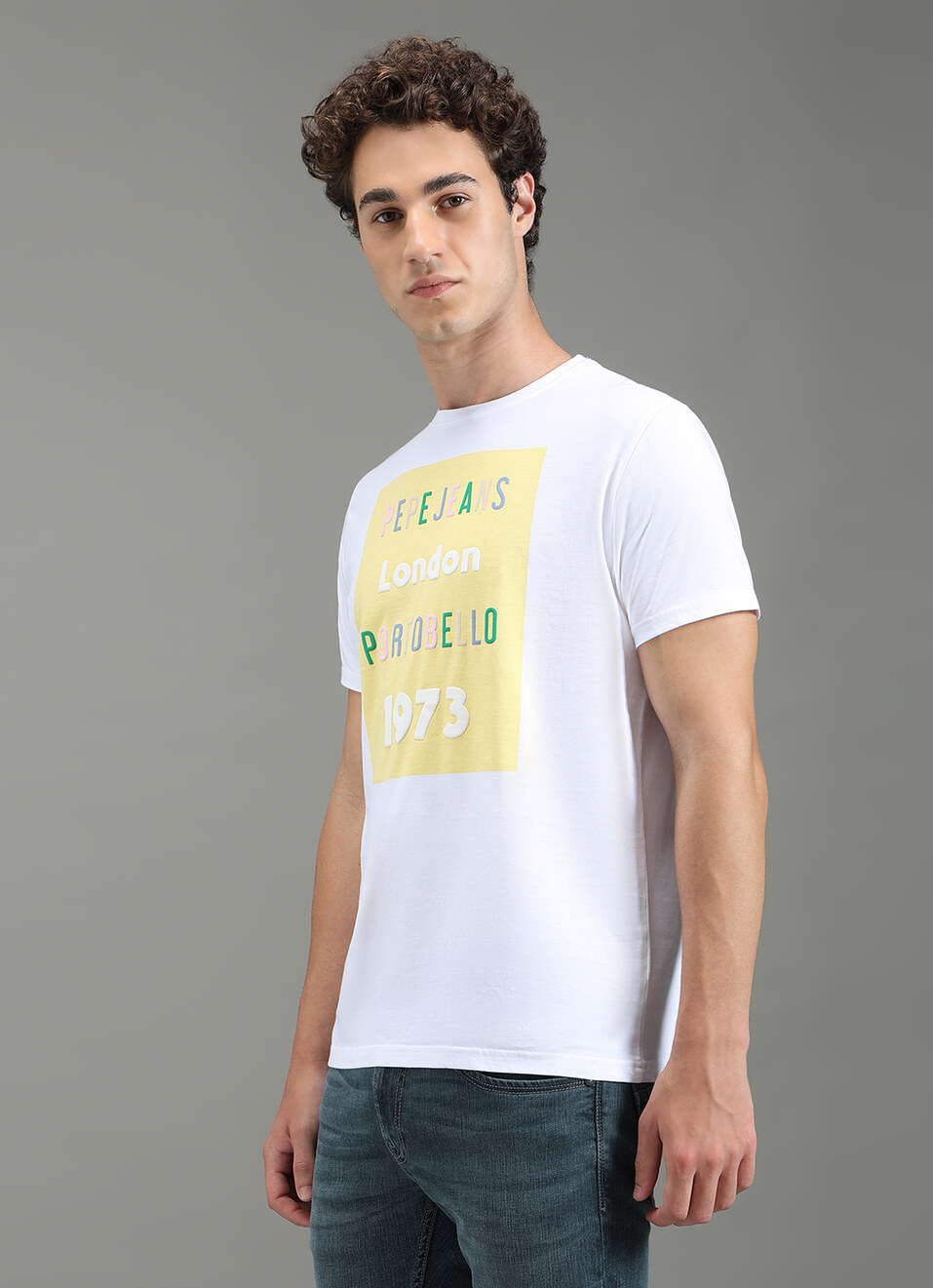 Men White Slim Fit Graphic T-shirt, , large image number 7