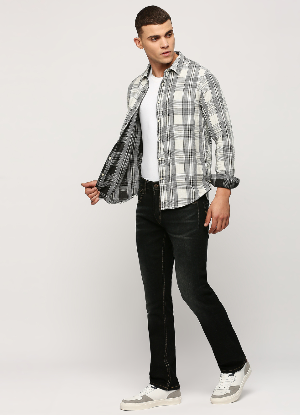 BLACK CHECKS FULL SLEEVE SHIRT, , large image number 5