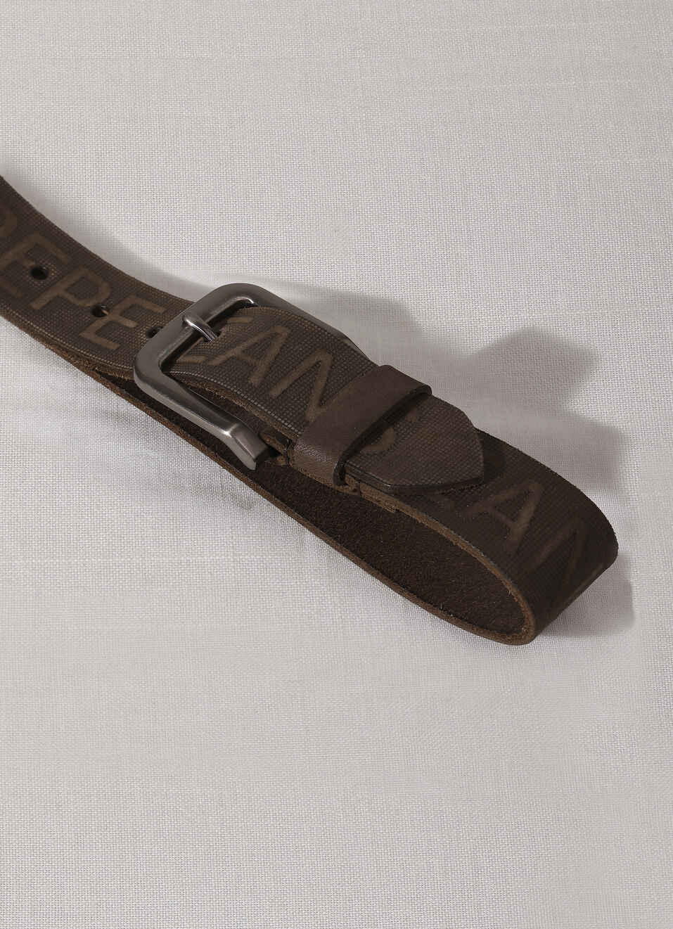 Brown Embossed Leather Belt, , large image number 2