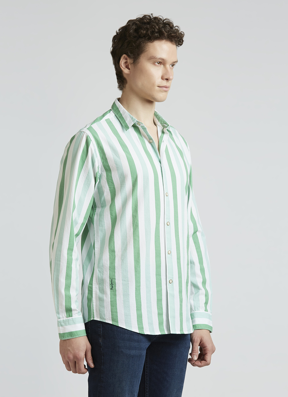 Green Stripes Full Sleeve Shirt, , large image number 3