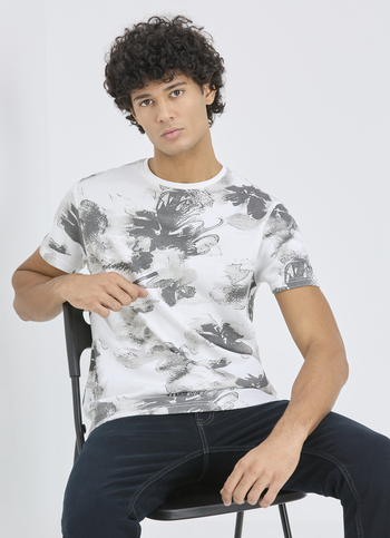 Men Olive Abstract Print Short Sleeve T-shirt