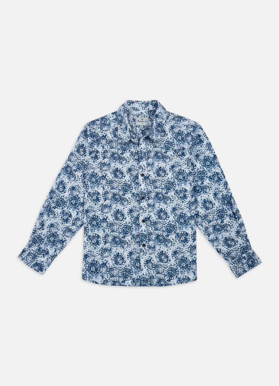 Boys Blue All Over Abstract Print Full Sleeve Shirt, , large image number 0
