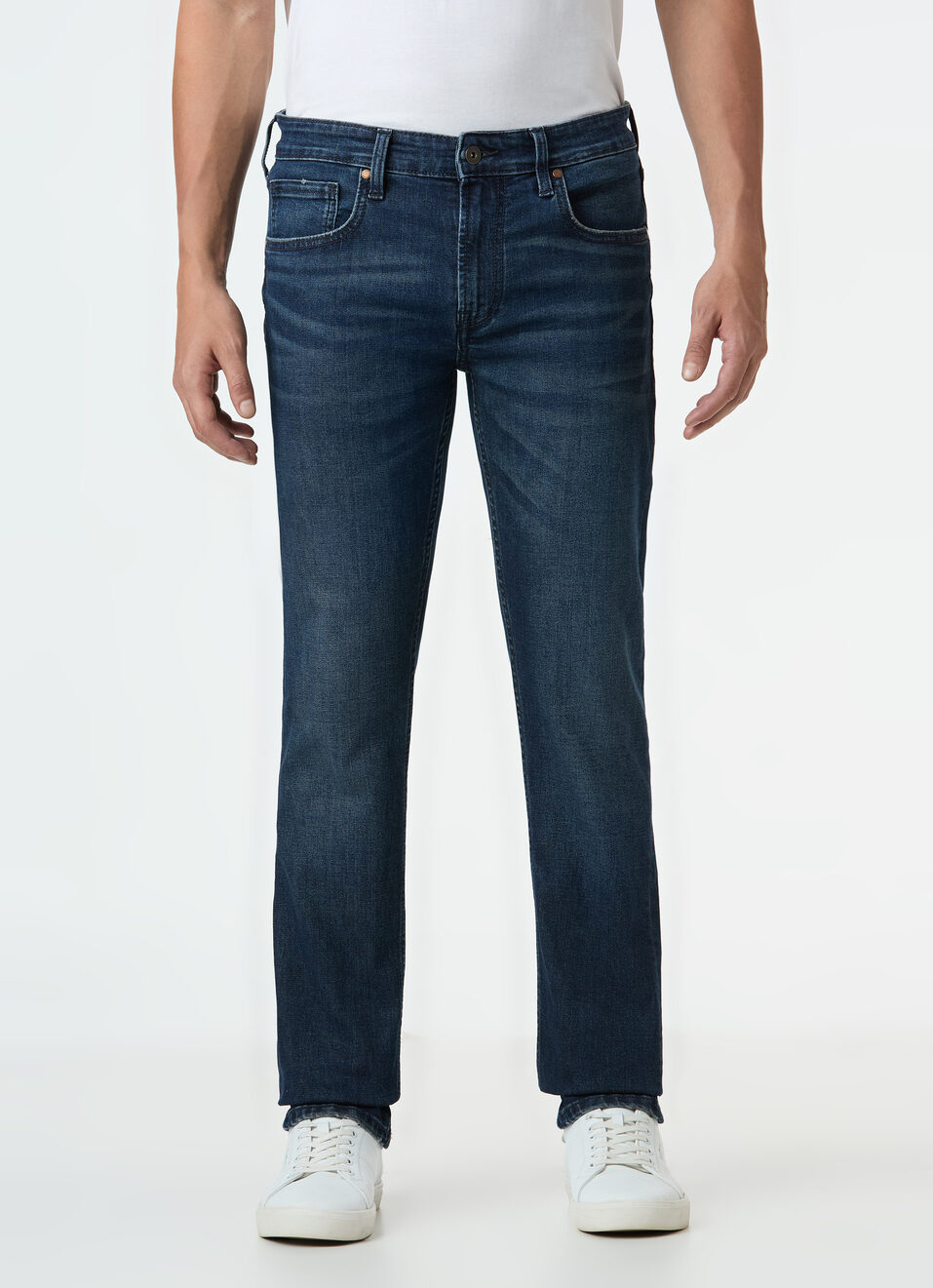 Men Blue Mid Rise Slim Fit Stretchable Jeans, , large image number 1