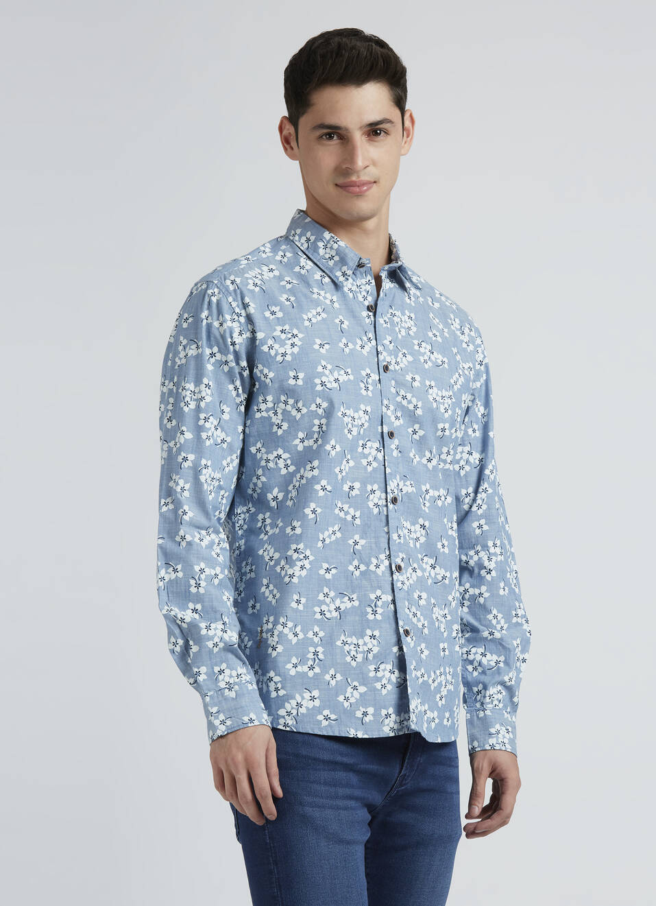 Blue Floral Full Sleeve Shirt, , large image number 3